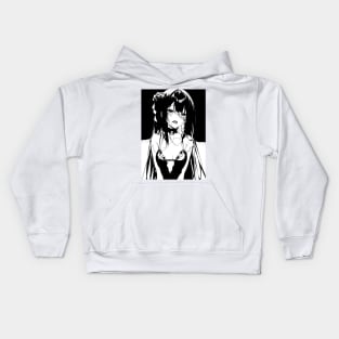 Black and white Gothic Anime Girl Kids Hoodie